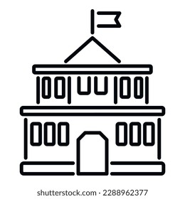 Campus-Gebäude Symbol Umriss-Vektorgrafik. Hochschulbildung. Ausbildungsklasse