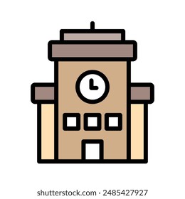 Campus building icon, vector illustration, filled style, best used for web