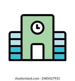 Campus building icon, vector illustration, filled style, best used for web