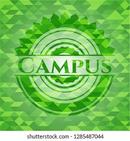 Campus green emblem with mosaic background