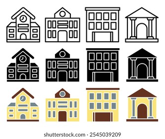 Campus icon in black and colored versions.