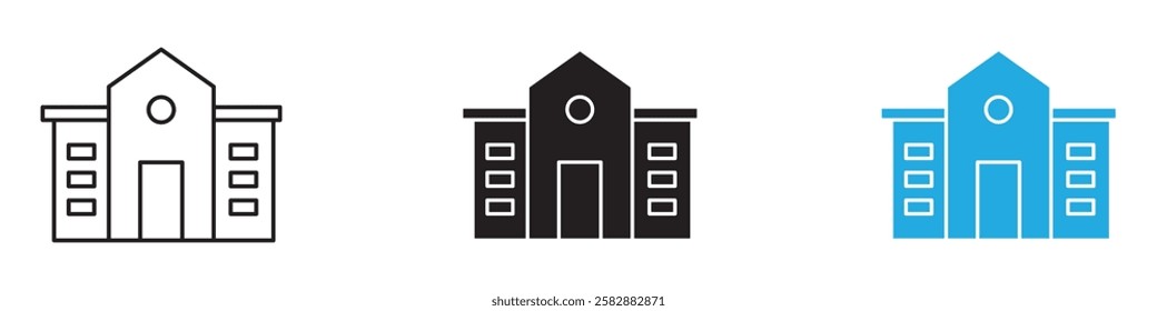 Campus icon black white vector outline
