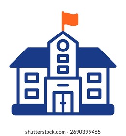 Campus Icon Mixed Color Vector Illustration