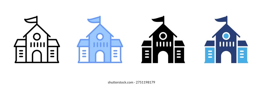 Campus icon set multiple style collection
