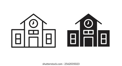 Campus icons in flat and line style set.