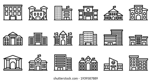 Campus icons set. Outline set of campus vector icons for web design isolated on white background