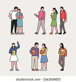 campus life characters. vector illustration flat design