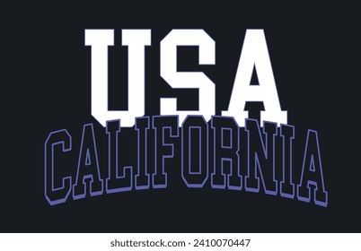 Campus Slogan Print, California USA Graphic Design Slogan Print, Varsity slogan Vector Design