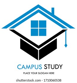 Campus study design template illustration, there arae house,  
graduation hat.this is good for eduction