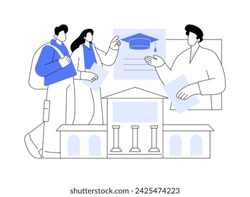 Campus visit isolated cartoon vector illustrations. Future students visit campus together, school graduate make choice, education place, admission process, view exterior vector cartoon.