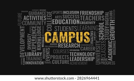 Campus Word Cloud Concept with Education, College, and University Related Terms