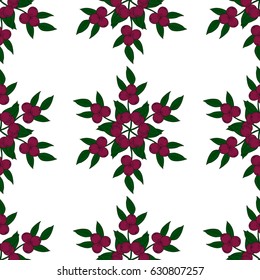 Camu camu berry, fruit, leaf branch. Superfood organic berry. Hand drawn sketch illustration. Seamless pattern in color.