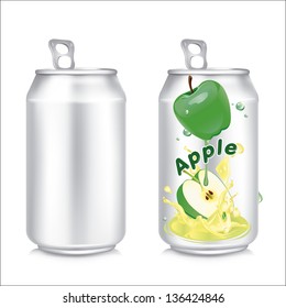 Can with apple juice. Vector illustration.