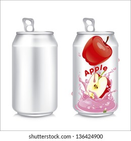 Can with apple juice. Vector illustration.