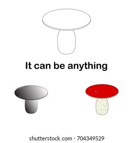 It can be anything lettering with three different types of mushrooms. Vector illustration