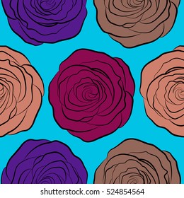 Can be use as digital paper, fills or print off onto fabric. Seamless pattern with stylized violet, purple and pink roses. Vintage floral background.