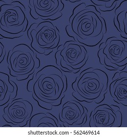 Can be use as digital paper, fills or print off onto fabric. Seamless pattern with stylized roses on a violet background. Vintage floral background.