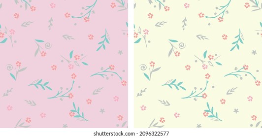 Can be used for baby t-shirt print, fashion print design, kids wear, baby shower, celebration, greeting and invitation. It is presented with a seamless crispy flower print and 2 different color option