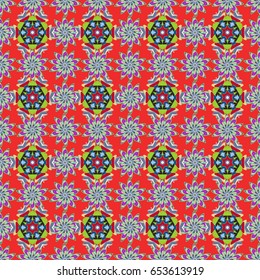 Can be used for brochures invitations, persian motif. Islamic colored mandala round ornament on a colorful background. Vector architectural muslim texture design.
