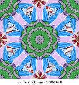 Can be used for brochures invitations, persian motif. Islamic colored mandala round ornament on background. Vector architectural muslim texture design.