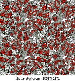 Can be used for cards, invitations, save the date cards and many more. Vector illustration. Vector abstract pattern page for antistress. On gray, black and red colors.