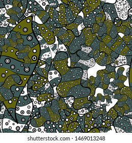 Can be used for cards, invitations, save the date cards and many more. Vector illustration. On black, green and blue colors. Seamless decorative background. Doodles.