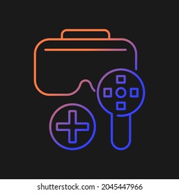 Can be used with game controller gradient vector manual label icon for dark theme. Thin line color symbol. Modern style pictogram. Vector isolated outline drawing for product use instructions