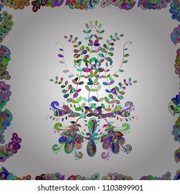 Can be used for greeting business card background, coloring book, backdrop, textile. Seamless ornament print. Border Indian paisley patten. Vector Henna style. Ethnic Mandala towel.