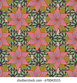Can be used as greeting or wedding background. Spring tender design for natural cosmetics, perfume, florist shop. Best for wrapping paper. Vector seamless pattern with tulip flowers.