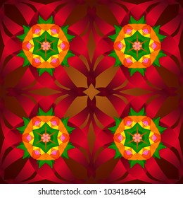 It can be used on mug prints, baby apparels, wallpaper, wrapping boxes etc. Elegant, bright and seamless red, brown and green flower pattern design.