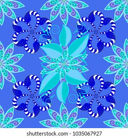 It can be used on mug prints, baby apparels, wallpaper, wrapping boxes etc. Elegant, bright and seamless blue, violet and white flower pattern design.