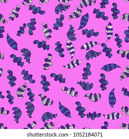 It can be used on mug prints, baby apparels, wallpaper, wrapping boxes etc. Pattern black, pink and violet on colors. - stock. Seamless Cute fabric pattern. Vector sketch. Abstract doodles pattern.