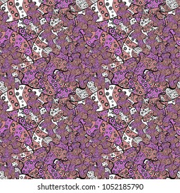 It can be used on mug prints, baby apparels, wallpaper, wrapping boxes etc. Pattern pink, black and violet on colors. Vector sketch. Abstract doodles pattern. - stock. Seamless Cute fabric pattern.