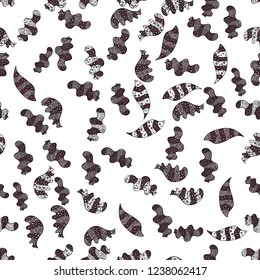 It can be used on mug prints, baby apparels, wallpaper, wrapping boxes etc. Abstract doodles pattern. Seamless Cute fabric pattern. - stock. Pattern brown, black and white on colors. Vector sketch.