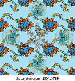 It can be used on mug prints, baby apparels, wallpaper, wrapping boxes etc. - stock. Vector design. Pattern blue, neutral and black on colors. Abstract doodles pattern. Seamless Cute fabric pattern.