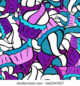 Se puede utilizar en estampas para jarras, prendas para bebés, papel pintado, cajas de envoltura, etc. Diseño de vectores. Patrón azul, negro y blanco sobre los colores. Patrón de doodles abstractos. Trazado de tela sin inconvenientes.- existencias.