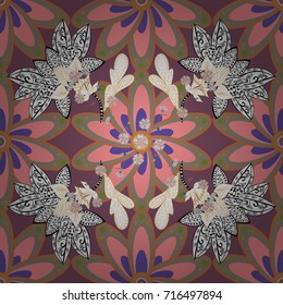 It can be used on mug prints, baby apparels, wallpaper, wrapping boxes etc. Elegant, bright and seamless beige, pink and white flower pattern design.