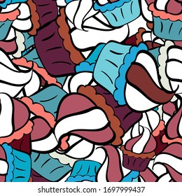 It can be used on wallpaper, wrapping boxes, mug prints, baby apparels etc. Seamless pattern Nice fabric pattern. Doodles pattern. Black, pink and white on colors. Vector illustration. Cute background