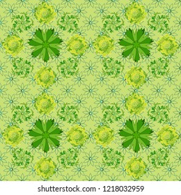 Can be used for textile, book cover, packaging, wedding invitation. Vector seamless pattern with stylized flowers. Beautiful floral background in orange, gray and green colors.