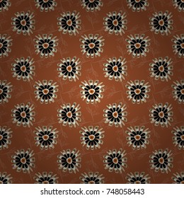 Can be used for textile, book cover, packaging, wedding invitation. Vector seamless pattern with stylized flowers. Beautiful floral background in orange, yellow and white colors.