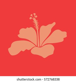 Can be used for textile or fabric. Floral bright summer isolated hibiscus flower in orange on red colors.