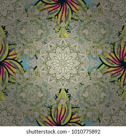 Can be used for textile, greeting card, coloring book, phone case print. Indian floral paisley medallion pattern. Vector Henna tattoo style. Ethnic Mandala ornament.