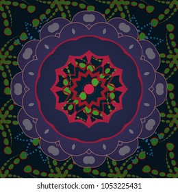 Can be used for textile, greeting card, coloring book, phone case print. Gray, black and violet Indian floral paisley medallion. Vector Henna tattoo style. Ethnic Mandala seamless pattern.