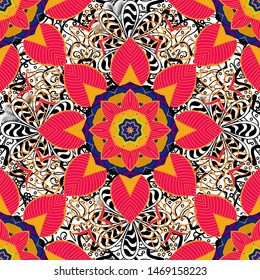 Can be used for textile, greeting card, coloring book, phone case print. Ethnic Mandala ornament. Vector Henna tattoo style. Indian floral paisley medallion pattern.