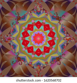 Can be used for textile, greeting card, coloring book, phone case print. Vector Henna tattoo style. Ethnic Mandala ornament. Indian floral paisley medallion pattern.