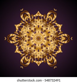 Can be used for textile, greeting card, coloring book, phone case print. Vector ethnic Mandala ornament. Indian floral paisley medallion banners. Henna tattoo style on a violet background.