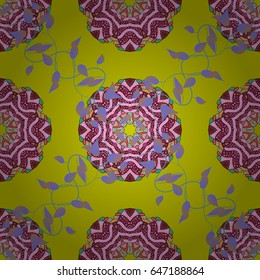 Can be used for textile, greeting card, coloring book, phone case print. Vector ethnic Mandala ornament. Indian floral paisley medallion banners. Henna tattoo style on a colorful background.