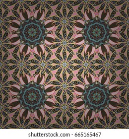 Can be used for textile, greeting card, coloring book, phone case print. Henna tattoo style on a background. Vector ethnic Mandala ornament. Indian floral paisley medallion banners.