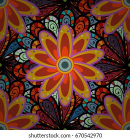 Can be used for textile, greeting card, coloring book, phone case print. Ethnic Mandala ornament. Indian floral paisley medallion pattern. Vector Henna tattoo style.