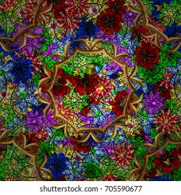 Can be used for textile, greeting card, coloring book, phone case print. Vector Henna tattoo style. Ethnic Mandala ornament. Indian floral paisley medallion pattern.